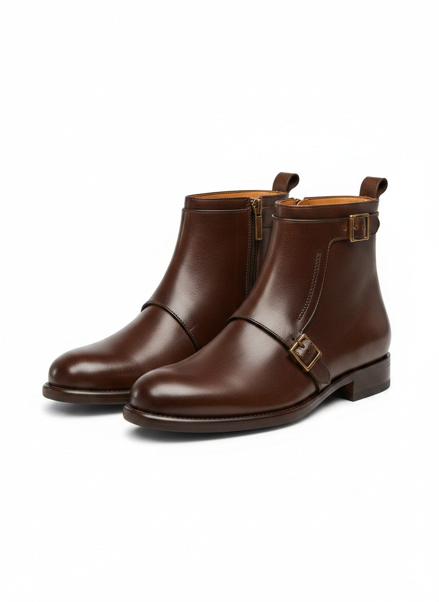 JODHPURI Jodhpur Boot front view - brown leather heritage boots India - Posh Hides
