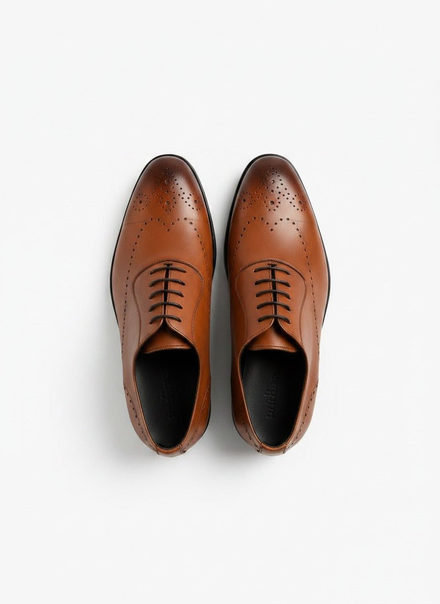 ROYAL Wingtip Oxford pair view - handcrafted formal dress shoes India - Posh Hides
