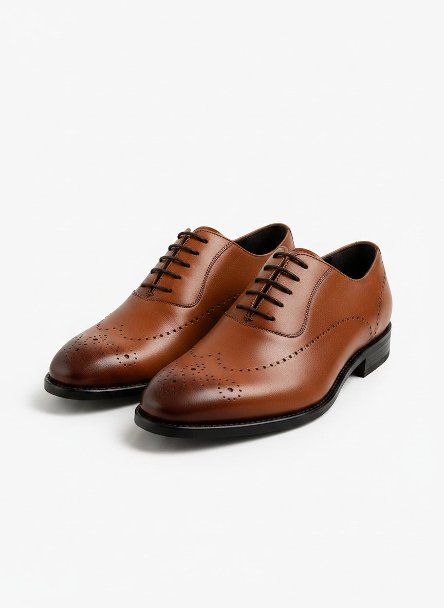 ROYAL Wingtip Oxford side view - premium leather wingtip shoes India - Posh Hides