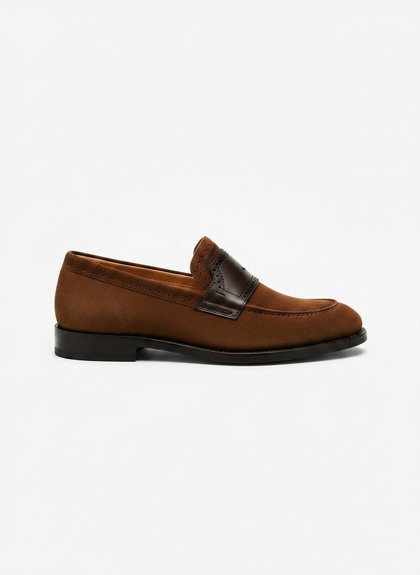 ZENITH Penny Loafer pair view - handcrafted suede loafers India - Posh Hides