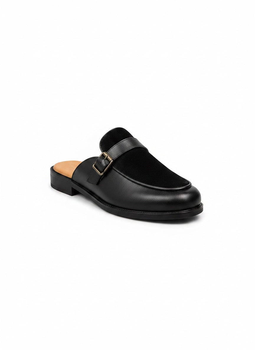 NOBLE Monk Strap Mule pair view - handcrafted leather mules India - Posh Hides