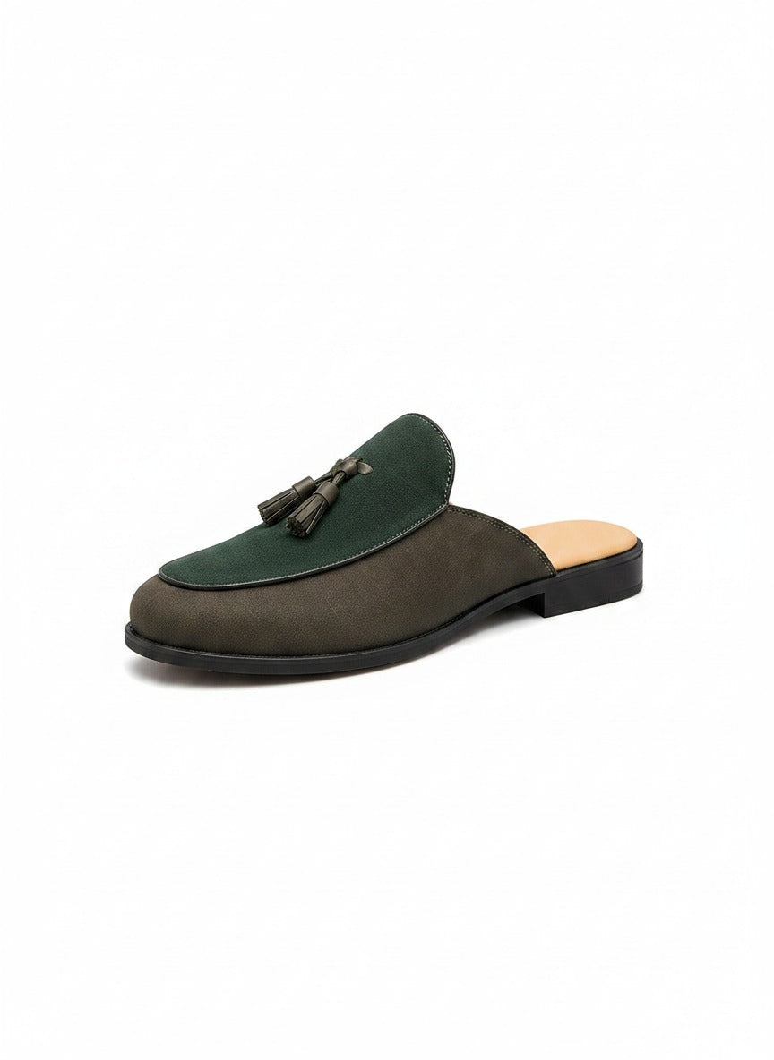 PRESTIGE Tassel Mule pair view - premium leather mules India - Posh Hides