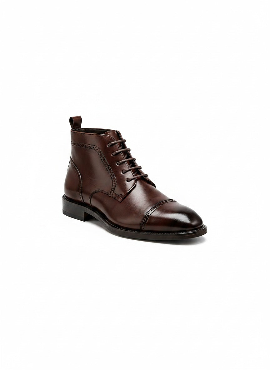 CROWN Cap-Toe Chukka Boot side view - premium leather ankle boots India - Posh Hides