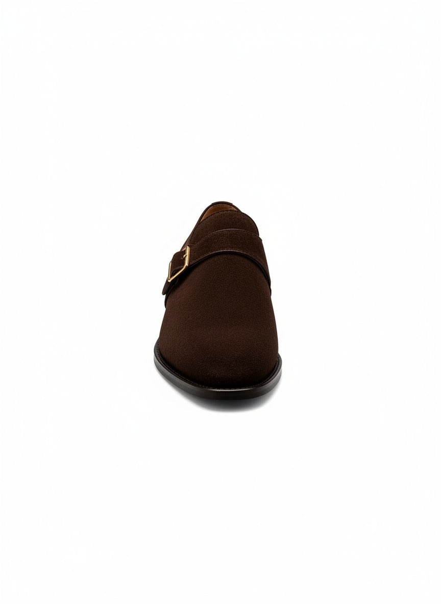 VALOR Suede Monk Strap side view - premium suede leather shoes India - Posh Hides