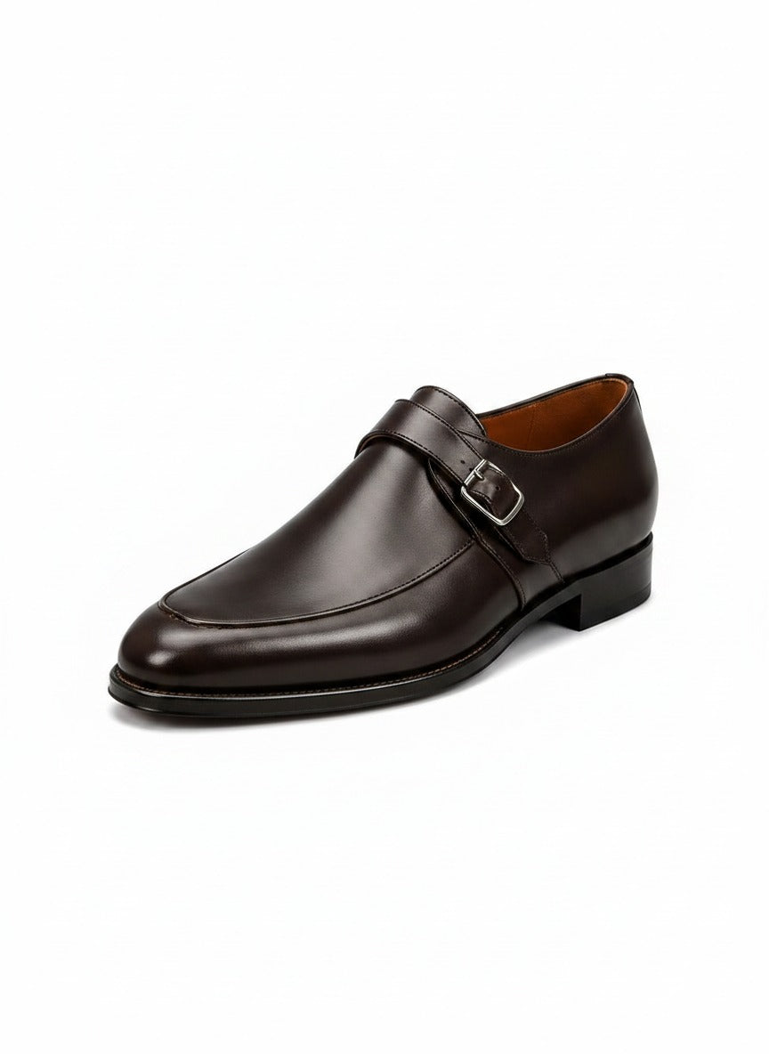 ONYX Apron Toe Monk Strap side view - handcrafted leather shoes India - Posh Hides