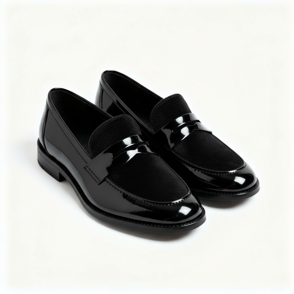 Custom Black Patent - Suede Loafers